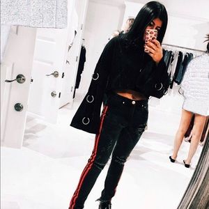 Etophe studios black cropped sweater with rings